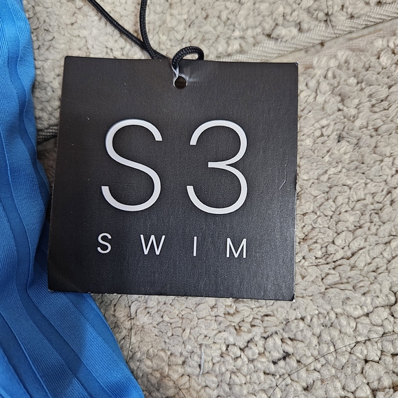 S3 Swim Ribbed One-Piece Swimsuit – Lake Blue (Size L, NWT) - Picture 5 of 7
